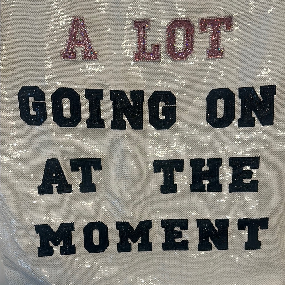 Lola + The Boys White Sequin “A Lot Going On At The Moment” Tee - Picture 4 of 9